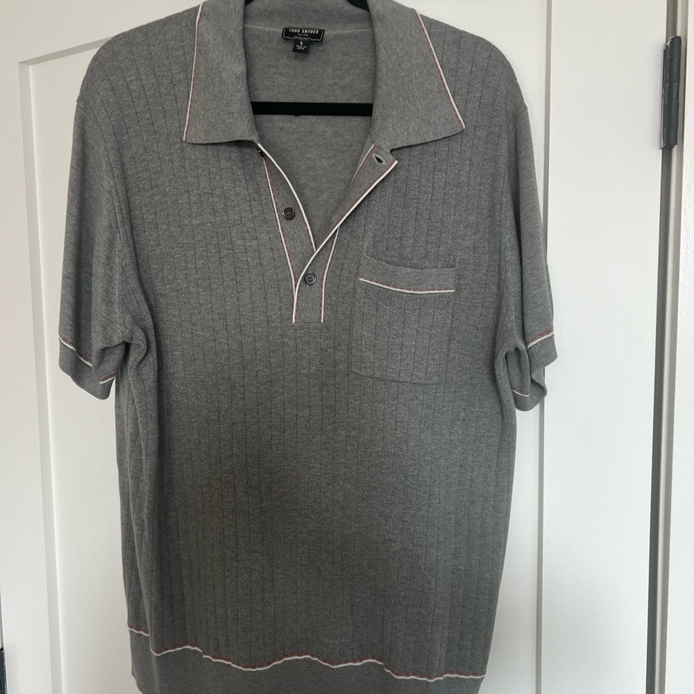 Todd Snyder Gray Polo with Pink Trim